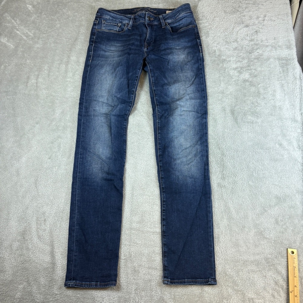 Mavi Jeans Women 28 (Fits 30x32) Emma Slim Boyfriend Blue Whisker Faded Stretch